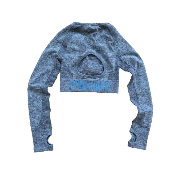 Gymshark Flex Long Sleeve Crop Top Y2K Gray X-Small A001408 - Picture 2 of 5